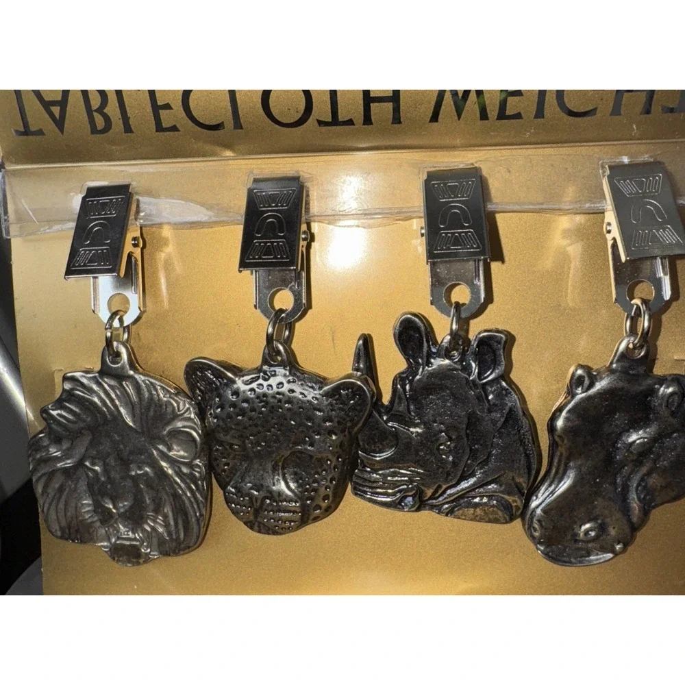Cast Tablecloth Clips 4 Clamps Weight Tablecloth Holders African Safari Animals‎